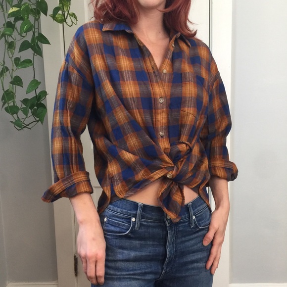 Madewell Golden Blue Plaid Button Down Shirt - Picture 2 of 8